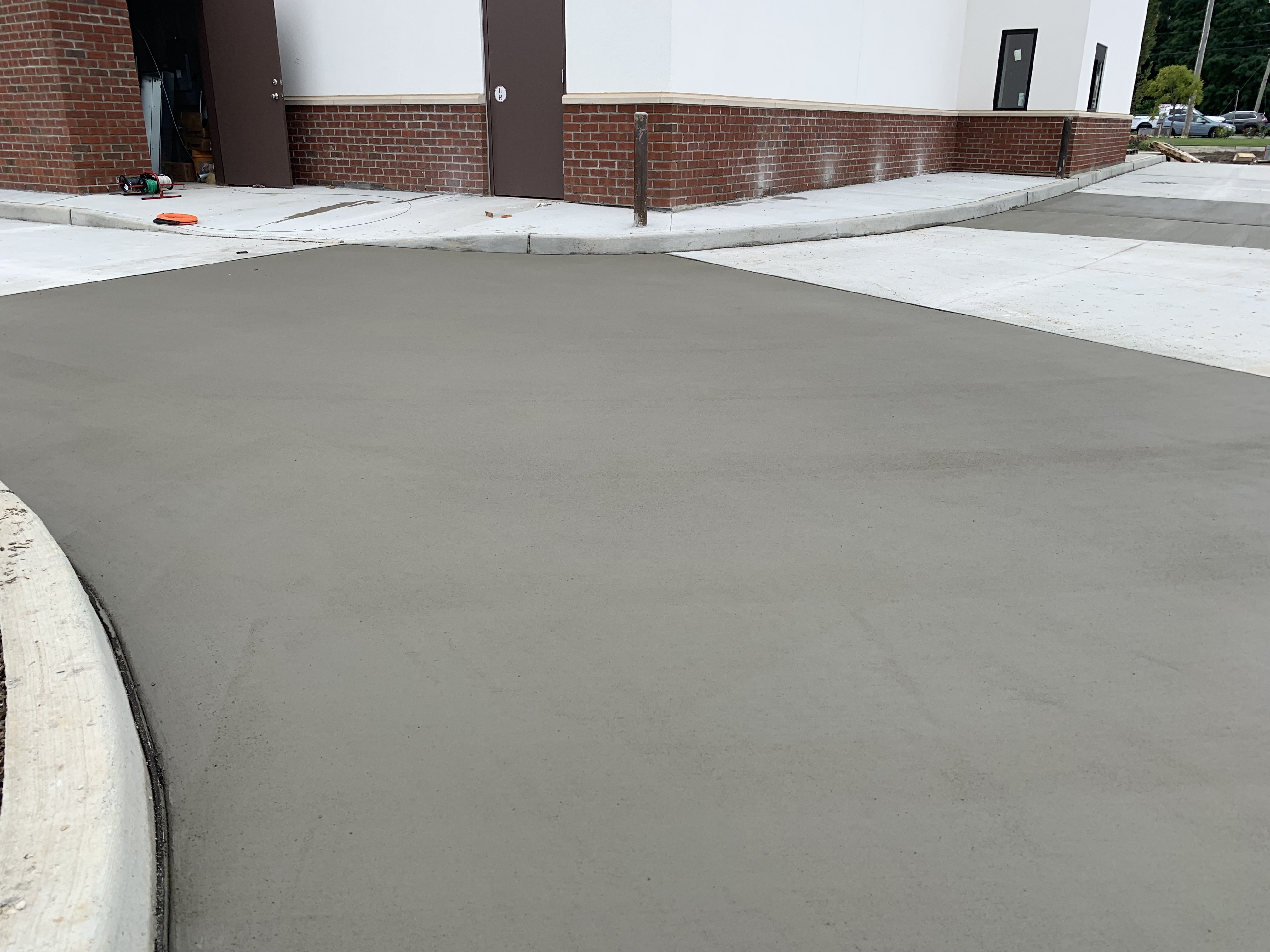 Commercial lot concrete with curbing