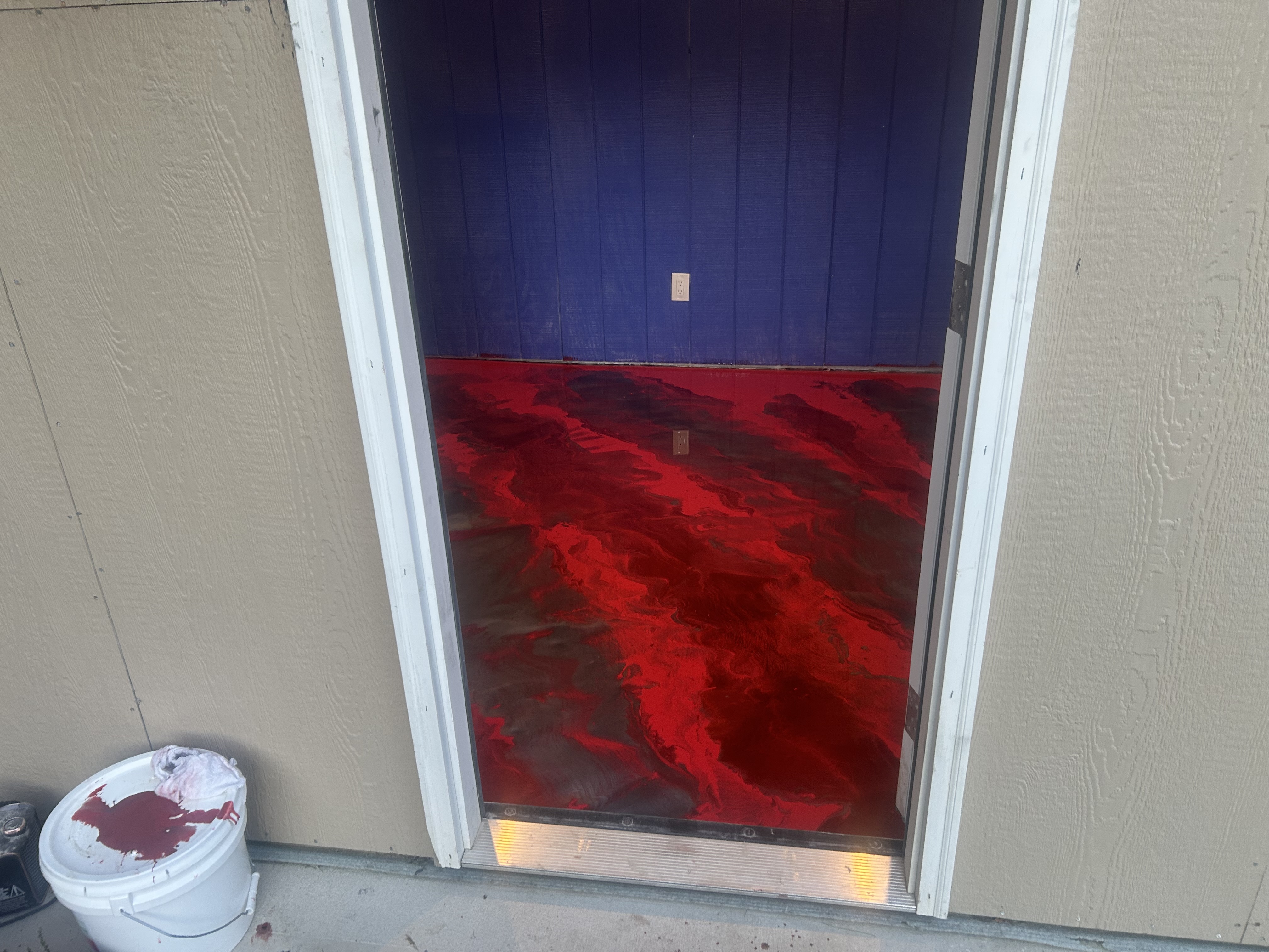 Red metallic epoxy room